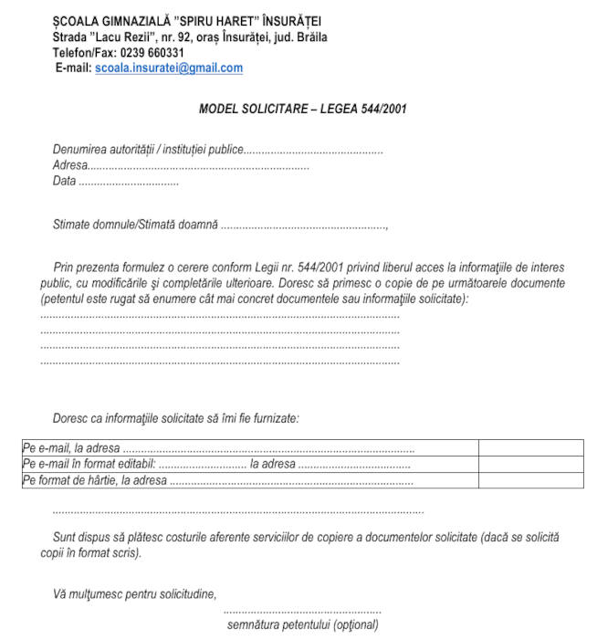 model solicitate legea 544